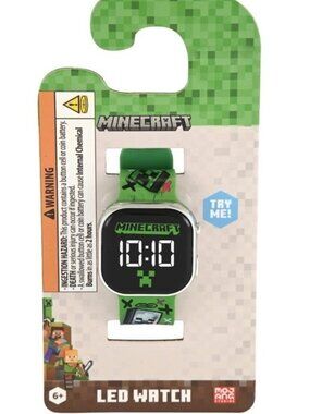 Minecraft LED Watch Square Face Kids Digital Creeper Mojang Accutime NEW